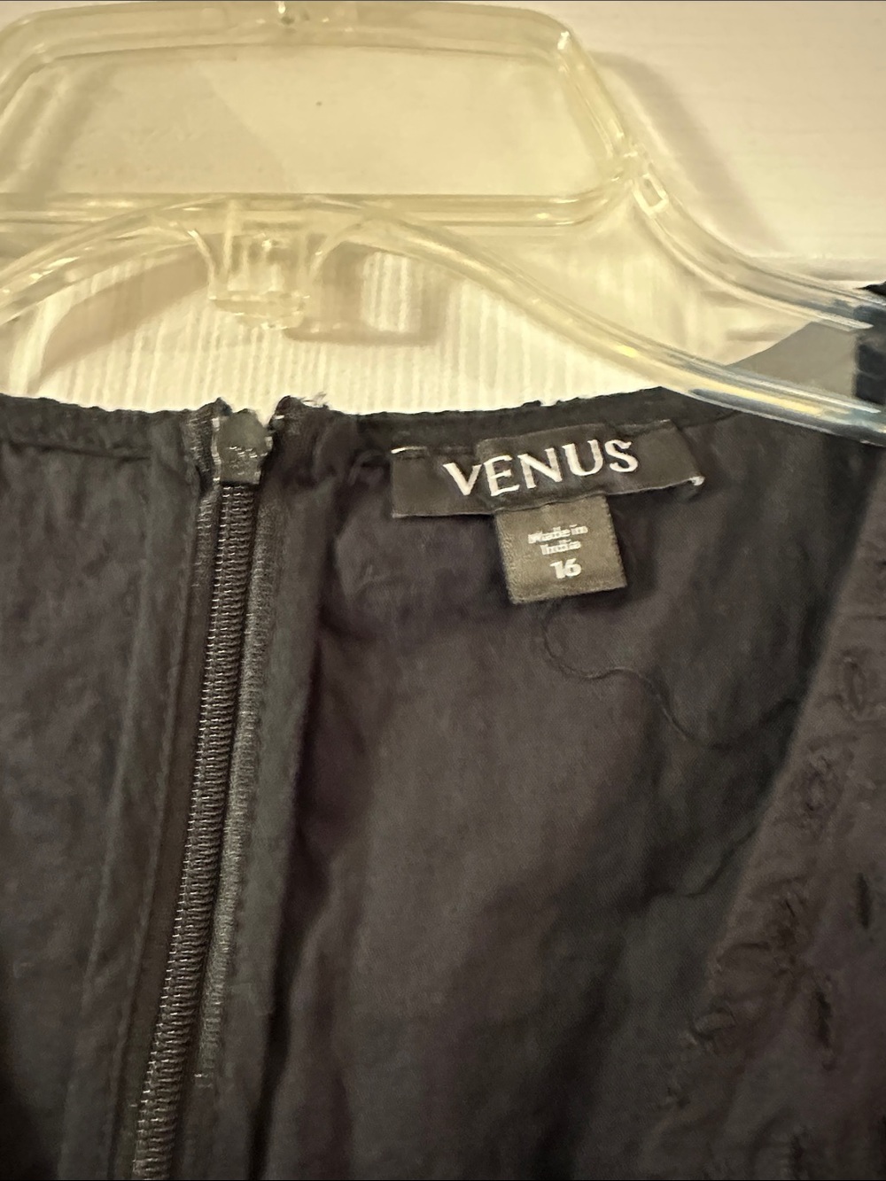 VENUS Black Women's Top with Back Zipper Detail